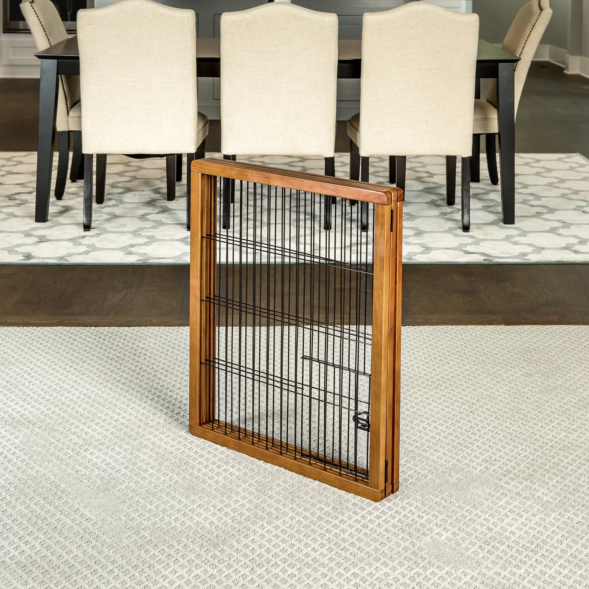 Design Paw Extra Tall Three-Panel Wooden Pet Gate - Image 5
